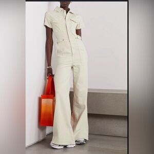 Good American Success Jumpsuit Bone Off-White Utility Wide Leg NWT